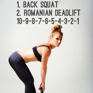 Here is a time efficient workout that is sure to TONE and TIGHTEN your booty and hamstrings. You can use dumbbells for this workout. I used a bar with weights.  Complete 10 Reps of each exercise (Back Squats & Romanian Dead Lifts), then 9 Reps of each, 8 reps and so on…  This is a short sweet workout (about 10 minutes) that will leave your booty and legs burnin’! The goal is not to stop the whole way through this pyramid AS WELL AS using CHALLANGING weights! I used 95 LBS for my back squat and 135BS for my Dead Lift. Enjoy! 